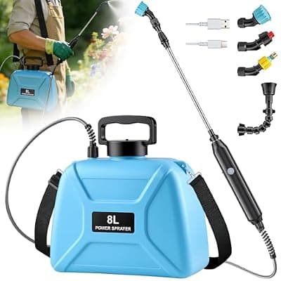 [ARFSKY] 2 Gallon Electric Pump Sprayer in Lawn and Garden, Backpack Weed Sprayer, Battery Powered Garden Sprayer with Retractable Wand and 4 Nozzles, USB Fast Charging