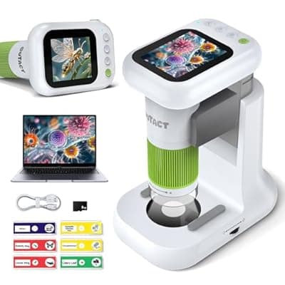 Microscope for Kids, 1000X 2 in 1 Desktop & Handheld Digital Microscope, 1080P 2.4' HD Portable Photo Video Function 8 LED Light 8G SD Card 6 Slides Christmas Birthday Gifts for Kids