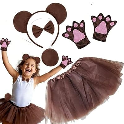 [Kirei Sui] Kirei Sui Kids Animal Costume Brown Bear Pig Black Cat Donkey Kangaroo Tiger Monkey Tutu Ear Headband Bowtie Tail Paws