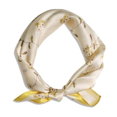 [Ciormis] Ciormis 100% Mulberry Silk Scarf- 21" Square Neck Hair Scarves Lightweight Neckerchief for Women Ladies Men with Gift Box