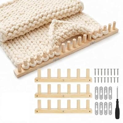 [TopBoAoRAA] 48'' Chunky Knitting Blanket Loom, Adjustable Wood Knit Loom with Detachable Modules, Portable Hand Weaving Loom Kit for Beginners, DIY Yarn Craft Tool for Home & Trave (48 inch)