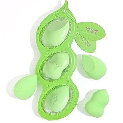 [docolor] Docolor Makeup Sponge, Foundation Blending Beauty Sponge Dry & Wet Use for Powder Cream or Liquid Application Professional Makeup Tool (3 Pcs, Pea Pod)