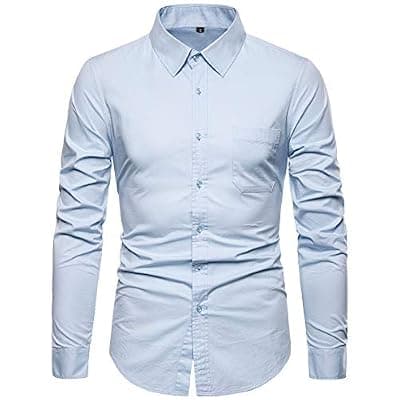 [VANCOOG] VANCOOG Men’s Long Sleeve Casual Button Down Dress Shirts with Chest Pocket