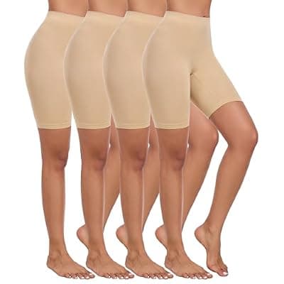 [Okimay] Okimay 4 Pack Slip Shorts for Under Dress Women Seamless Boyshorts Panties Anti Chafing Shorts