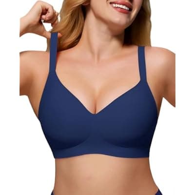 [As Fairy] As Fairy Womens Soft Comfortable No Underwire Bras V Neck Seamless Push Up Bralettes Full Coverage Tshirt Brassiere