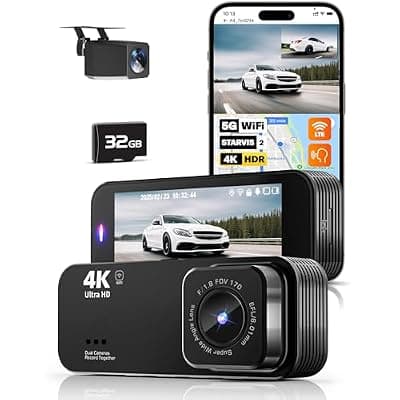 [Kyltoor] Kyltoor Dash Camera for Cars, 4K Dash Cam Front and Rear with 5G WiFi, Free Card Included, Loop Recording, Night Vision, 170°Wide Angle, G-Sensor, 24H Parking Mode