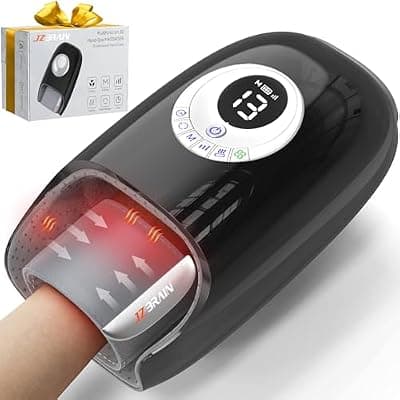 [JZBRAIN] JZBRAIN Hand Massager with Heat and Compression : Full Hand & Wrist Massage, Cordless Electric Hand Massager with 6 Modes & 6 Intensities for Seniors, Office Daily Comfort & Relaxation (Black)