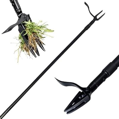 [Vornilo] Vornilo All Black Stand Up Weed Puller 53 Inch Manual Weed Remover Tool Heavy Duty Metal Long Handle Root Removal Weeder with Reinforced Claw and Three Section Steel Shaft for Garden Lawn Yard Use