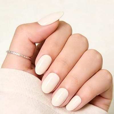 [Shoindary] White Press On Nails Almond,Medium Soft Gel Fake Nail Kit With Nail Glue,30-Piece-15 Sizes Durable Reusable Press On Nails for Women Gift(HCK506 peachy-pink)