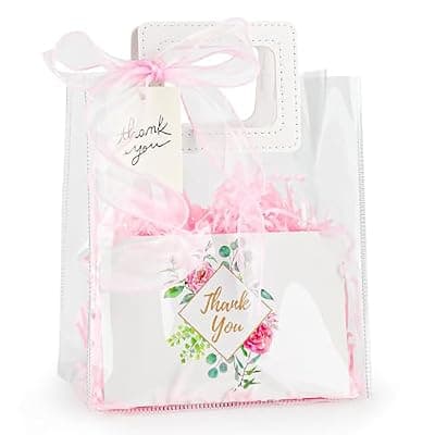 [LERCTH] LERCTH Clear Small Gift Bags Holographic Tote Bag with Handles & Greeting Card & Gift Wrap Transparent Reusable Goodie Bag Birthday Gift Bag for Girls Ladies Women Wedding Bridal Bridesmaid