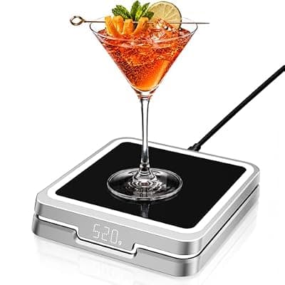 [KAVAZ] KAVAZ Smart Cocktail Maker with LED Pour Guidance, App-Controlled Drink Mixing Assistant, 3000+ Cocktail Recipes, Smart Coaster for Home Bar, Cool Gadget Gift for Men Dad Husband（Matte Silver）