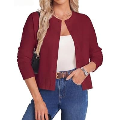 [GRACE KARIN] GRACE KARIN Cropped Cardigan Sweaters for Women Long Sleeve Crew Neck Open Front Jackets Y2K Fall Fashion Clothes 2026