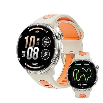 [Rainbuvvy] Rainbuvvy Smart Watch with GPS Tracker, 1.43" AMOLED Screen Military Smartwatches Compass, Bluetooth Call Answer/Dial, Multiple Sports Modes Fitness Watch Compatible with Android & iOS (Silver)