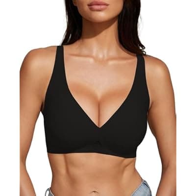 [obind] obind Women Deep V Jelly Bra Push Up Wireless Bralettes No Underwire Comfortable Padded Seamless T-Shirt Plunge Bras