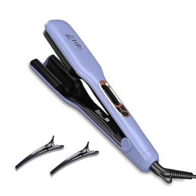 [VAV] JINRI Hair Brush, Hair Iron, Pumped-Up Volume, Adjustable Temp, 360 ° Tail Rotation, Lasting Volume, for Short Or Thin Hair, Dual Voltage (100-240V), Volumizing Hair Iron, Blue, 1.32 inch