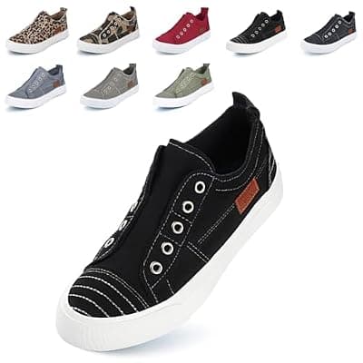 [JENN ARDOR] JENN ARDOR Womens Slip On Fashion Sneakers No Laces Comfortable Casual Low Canvas Sneakers Flats Walking Shoes