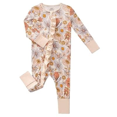 [Joonberry] Joonberry Unisex Baby Bamboo Viscose Long Sleeve Romper, Cute Prints Zipper Footless Jumpsuit, Toddler One-Piece Outfits