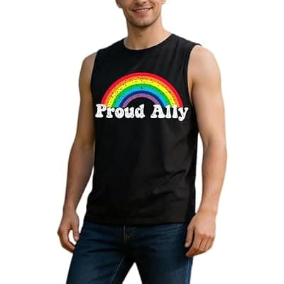 [HPWCML] Pride Tank Top Men Gay Shirt Pride Shirts Gay Tank Top Rainbow Graphic Sleeveless Proud Ally Tees LGBT Equality Tee Tops