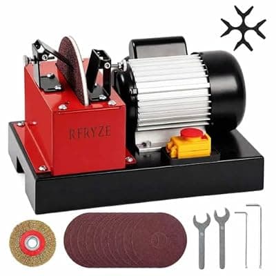 [RFRYZE] RFRYZE 800W Lawn Mower Blade Sharpener, 1.09HP Bench Grinder with 9-Inch Ceramic Grinding Wheel, Multi-Angle Sharpening & Rust Removal Wheel for High Lift, Low Lift, Gator & Flat Blades