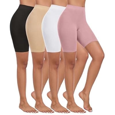 [Okimay] Okimay 4 Pack Slip Shorts for Under Dress Women Seamless Boyshorts Panties Anti Chafing Shorts