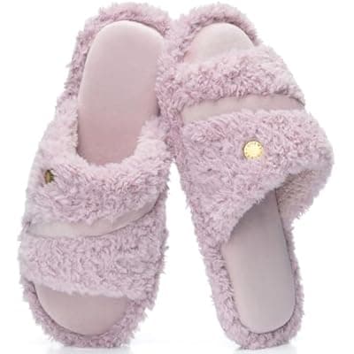 [GOEWY] GOEWY Open Toe Womens Slippers Indoor Outdoor Comfy Memory Foam Slip On House Bedroom Slides Shoes Gifts for Women Her Mom