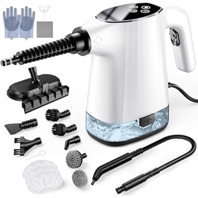 [DOURARY] Handheld Steam Cleaner, Portable Steamer for Cleaning with 18PCS Accessories, 12s Fast Heating, Pressurized Steam Cleaner for Home, Kitchen, Bathroom, Car Detailing, Window, and Clothes, White