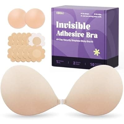 [Secret Walk] Invisible Strapless Sticky Bra Push up for Women, Ultra Adhesive Bra for Backless Dress, Cleavage Bra Lift Novelty Bras