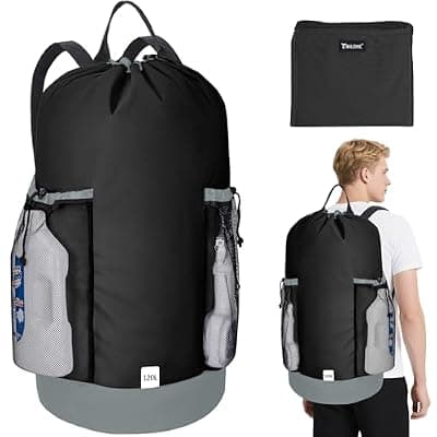 [BALEINE] BALEINE 2PK 120L Laundry Bag Backpack, 900D Oxford Fabric Large Travel Laundry Bags with Shoulder Straps and 2 Mesh Pockets for College Dorm, Apartment, Laundromat (Black, 120L)
