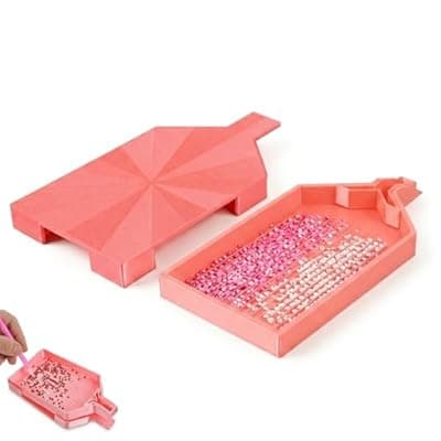 [Autotide] Diamond Art Trays with Lid, Prismatic Diamond Painting Storage Tray, Silky Bead Organizer with Pouring Spout, Non-Spill Diamond Art Accessories for 5D Crafts and DIY Projects