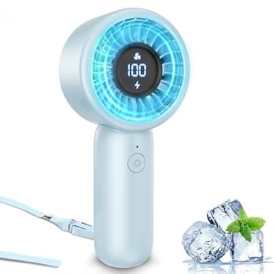 [AUIIAH] AUIIAH Portable Handheld Fan Personal Small Turbo Hand Fan Powerful, Cooling, Lanyard, USB Rechargeable, 5 Speeds, Makeup, Gifts for Women Men, Kid, Mom, Hot Summer, Travel, Sports, Wedding Use
