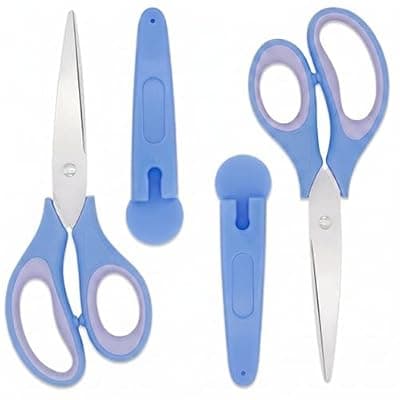 [FAOGO] 2-Pack 6.3-inch Blue Comfort Grip Scissors for Office, Crafts & School - Ultra Sharp Blades, Durable, Ideal for Kids & Adults Yard, Patio, Garden Cleaning
