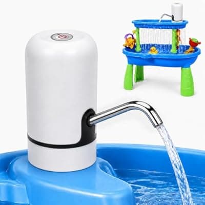 [HOMEAVA] HOMEAVA Water Table Pump for Kids - Rechargeable Kids Water Pump for Table with 3 Hours Continuous Flow, Easy Install Portable Water Table Accessories for Summer Outdoor Water Play (White)