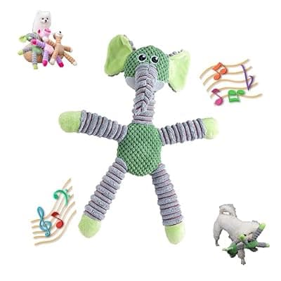 [Generic] 2026 Upgraded Dog Toys for Aggressive Chewers,Squeaker Inside Interactive Chew Toy with Hypoallergenic Filling | Oeko-TEX Certified Boredom Buster & Cuddle Companion (7.9 * 14.9in) (Green Elephant)