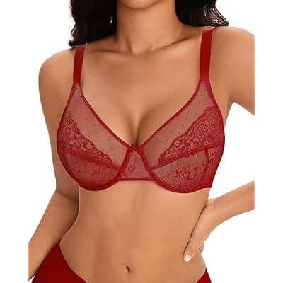 [As Fairy] As Fairy 1mm Thin Lace Minimizer Bras for Women Full Coverage Lace Underwire Unlined Supportive Bra for Large Bust