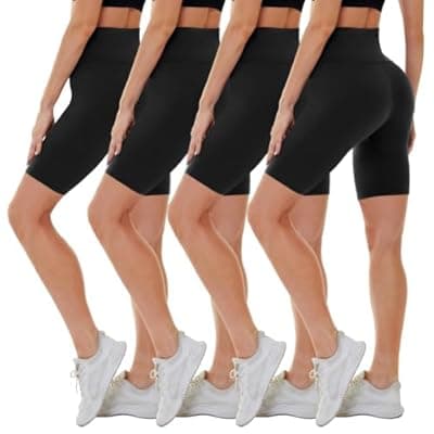 [CAMPSNAIL] CAMPSNAIL 4 Pack Biker Shorts for Women High Waist - 5"/8" Tummy Control Soft Athletic Yoga Workout Running Gym Shorts