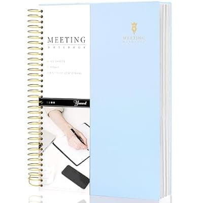 [Yoment] Yoment Meeting Notebook for Work with Action Items 8.5 x 11 Hardcover Professional Notebooks for Work Organizer Planner Business Meeting Notebooks for Note taking,Light Blue