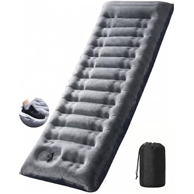 [Wanfifi] Wanfifi Camping Sleeping Pad 5.5 R Crystal Velvet 6" Thick Camping Mat | Non-Slip Flocked Top-Quiet & Warm, Side-Sleep Comfort. 210D Nylon-Tough, Abrasion-Proof, Built-in Foot Pump
