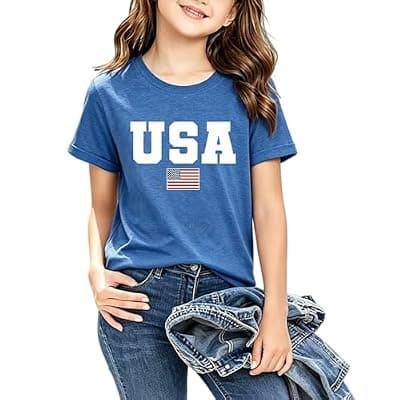 [Qkdemfa] American Flag Shirt Toddler Boys Girls USA Flag Shirts Kids 4th of July T-Shirt Patriotic Tee Tops Outfits 3-10years