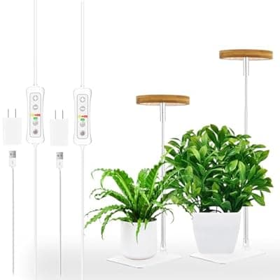 [yadoker] yadoker Halo Plant Grow Light, LED Growing Light with Base Full Spectrum for Indoor Plants,Height Adjustable, Automatic Timer, 5V Low Safe Voltage,Idea for Small Plants