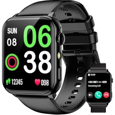 [IOWODO] Smart Watches for Men, 1.91" AMOLED Men's Fitness Watch with 2026 Upgrade LED Flashligh, 7-Day Battery, IP68 Waterproof, 24/7 Heart Rate/Sleep Monitor, 120+ Workout Modes for Android iPhone(2 Bands)