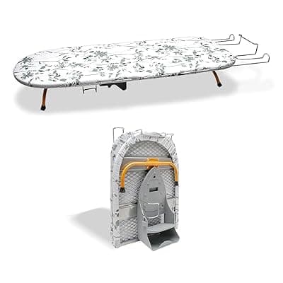 [AKTIOIN] AKTIOIN Tabletop Ironing Board Folding with Iron Holder and Iron Rest, Portable Space Saving Small Metal Ironing Board