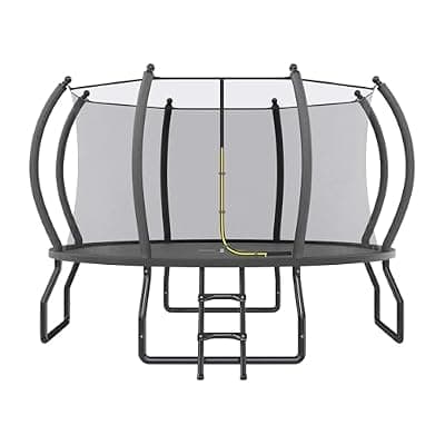 [YUMPIE] YUMPIE 8FT 10FT 12FT 14FT 15FT 16FT Outdoor Trampoline with Enclosure Net and Ladder, Recreational Trampolines for Kids and Adults, Quick Connect Frame, ASTM Approval