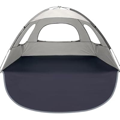 WhiteFang Beach Tent Anti-UV Portable Sun Shade Shelter for 3/4/6/8 Person, Extendable Floor with 3 Ventilating Mesh Windows Plus Carrying Bag, Stakes and Guy Lines
