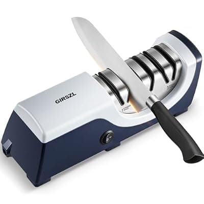 [GIRSZL] Kitchen Professional Electric Knife Sharpener: 3-Stage 100% Diamond Knife Sharpeners - 15° Precision Electric Sharpening Tool to Restore & Polish Chef Knives | Ideal Gift for Chefs & Dads