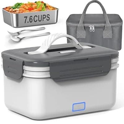 [Herrfilk] Herrfilk Cordless Electric Lunch Box for Adults, 1.8L/61oz Rechargeable Portable Food Warmer, 4in1 Ultra Quick Heated Lunch Box Food Heater for Travel/Car/Out Work, Gift for Fathers Day