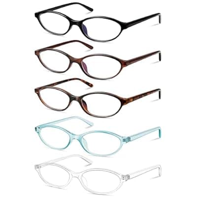 [YMRFW] YMRFW 5 Pack Oval Reading Glasses All Day for Women,Computer Readers with Blue Light Protection
