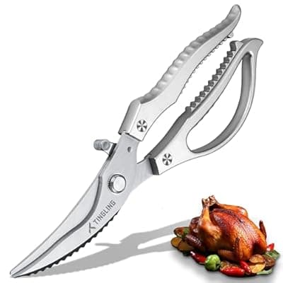 [Tingling] Kitchen Scissors for Food All Purpose: Heavy Duty Poultry Shears for Chicken Bone and Meat, Stainless Steel Cooking Scissors
