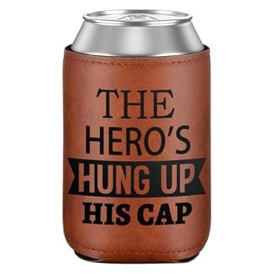 [KISSBELLY] Leather Can Cooler for Men, Gifts for Dad from Daughter Son for Fathers Day Bottle Can Drink Sleeve Holder 12Oz Dad Gifts, Funny Dad Birthday Gifts Cooler for Cans