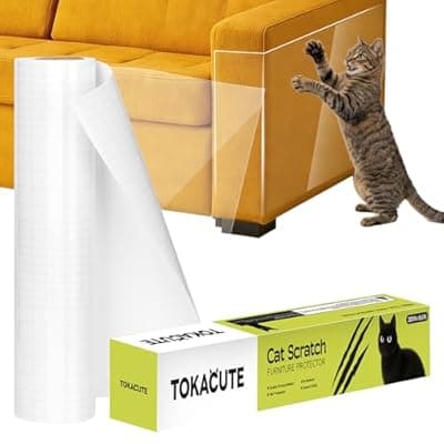 [Tokacute] TOKACUTE 200" x 16.5" Anti Cat Scratch Furniture Protector, Single-Sided Sticky Couch Protector from Cats Claws, Couch Corner Guard Under Pet Claws, Thicken Viny Flexible Scratch Deterrent Tape