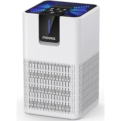 [MOOKA] Air Purifiers for Home Large Room 1250 Ft²,MOOKA H13 HEPA Air Purifier for Pets Dust Odor Smoke,Aromatherapy Function,Air Cleaner with 15dB Quiet Sleep Mode for Bedroom Office Living Room,M05,White